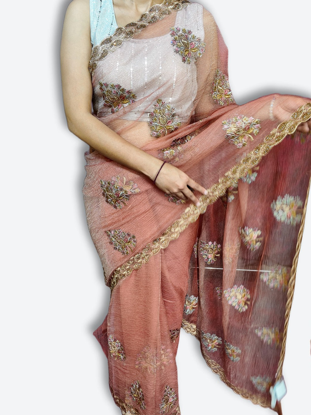 Peach Radiant Regal Bloom Saree