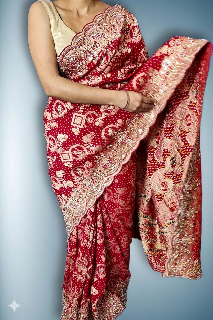 Crimson Regal Opulent Heritage Saree