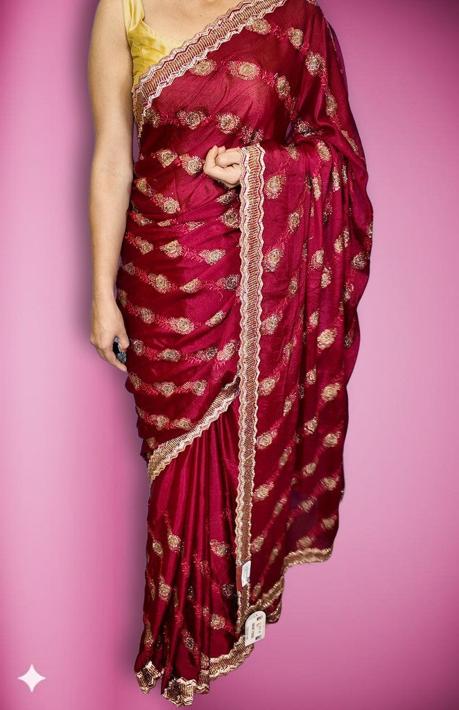 Bordeaux Regal Opulent Heritage Saree