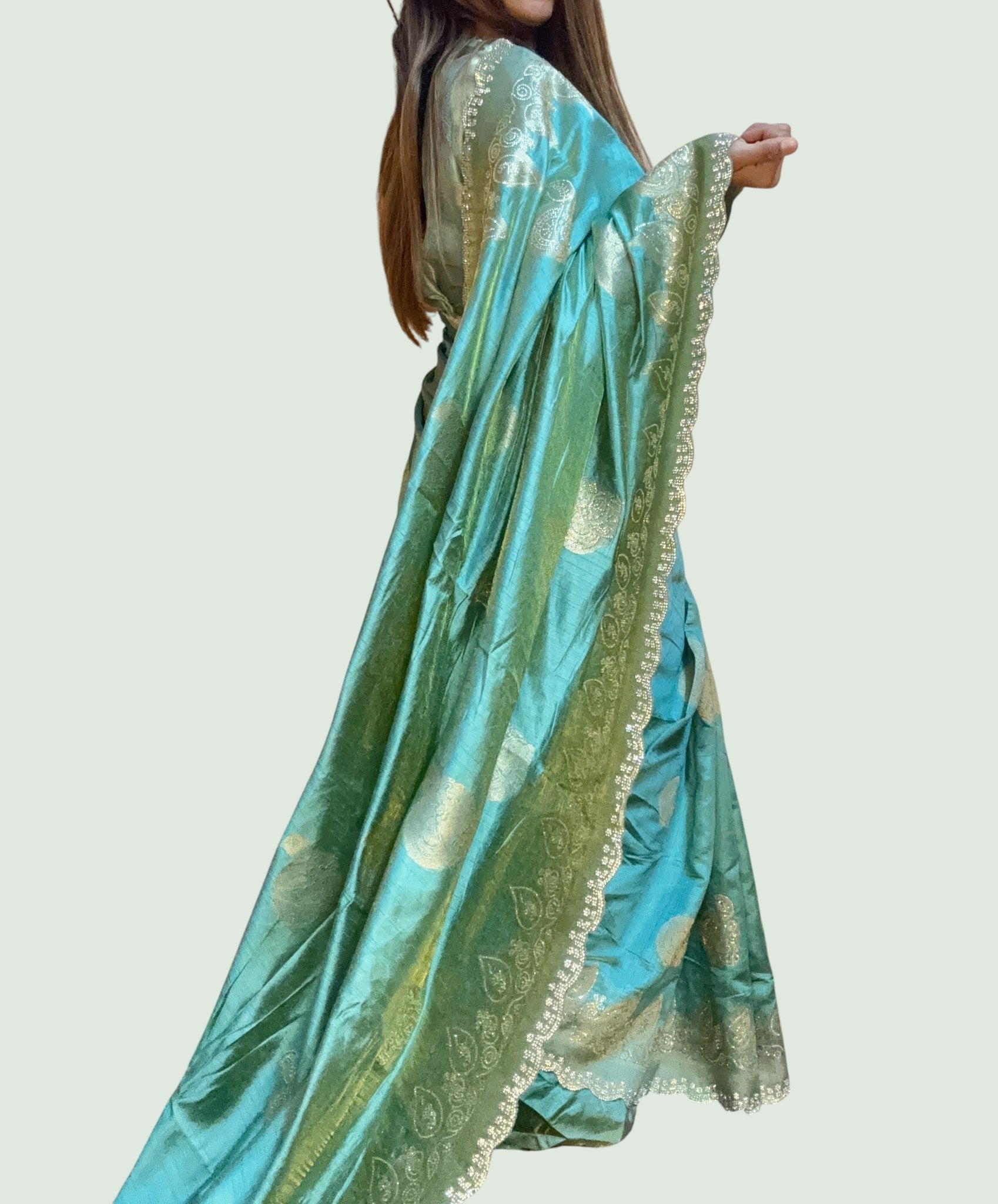 Turquoise Regal Opulent Heritage Saree