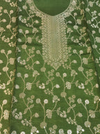 Green Embroidered Suit with Heavy Neck Work