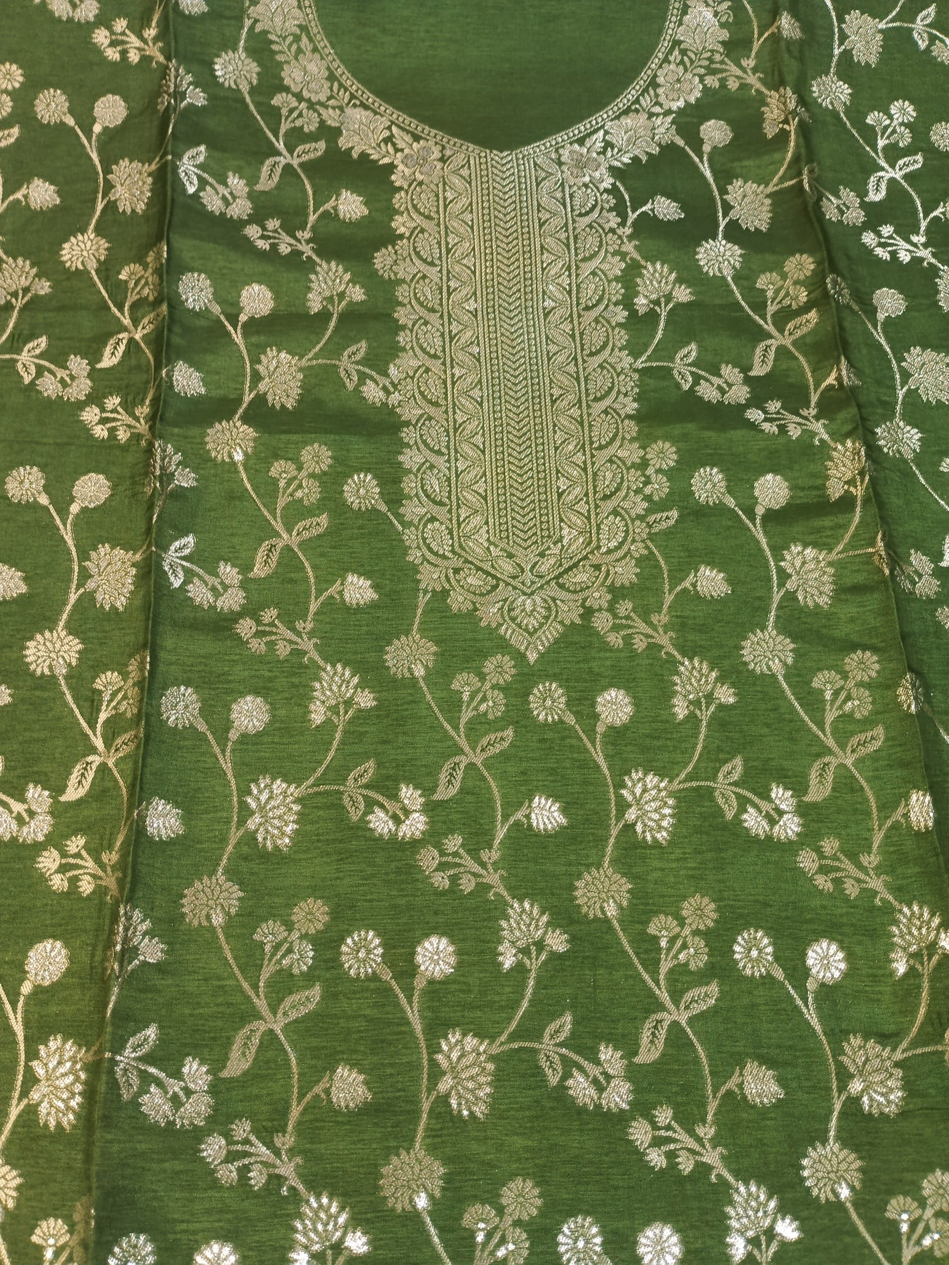 Green Embroidered Suit with Heavy Neck Work