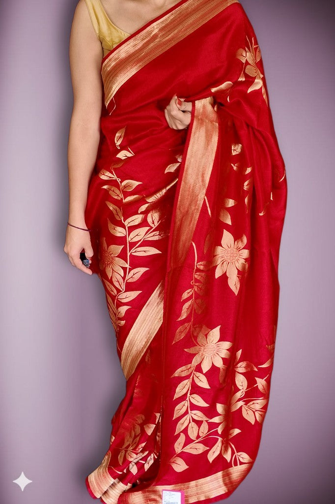 Crimson Regal Opulent Bloom Saree