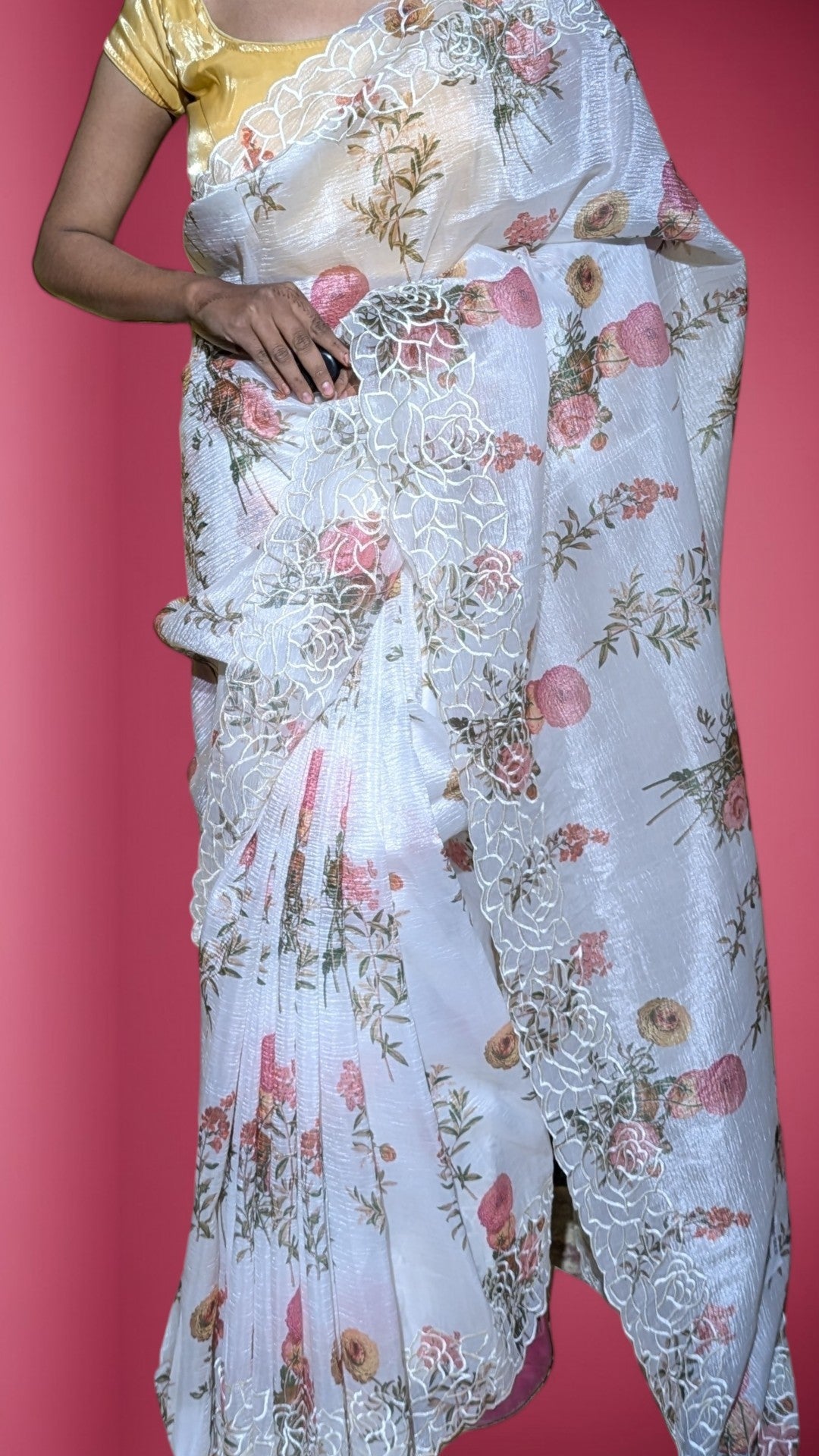 Pearl Ethereal Bloom Elegance Saree