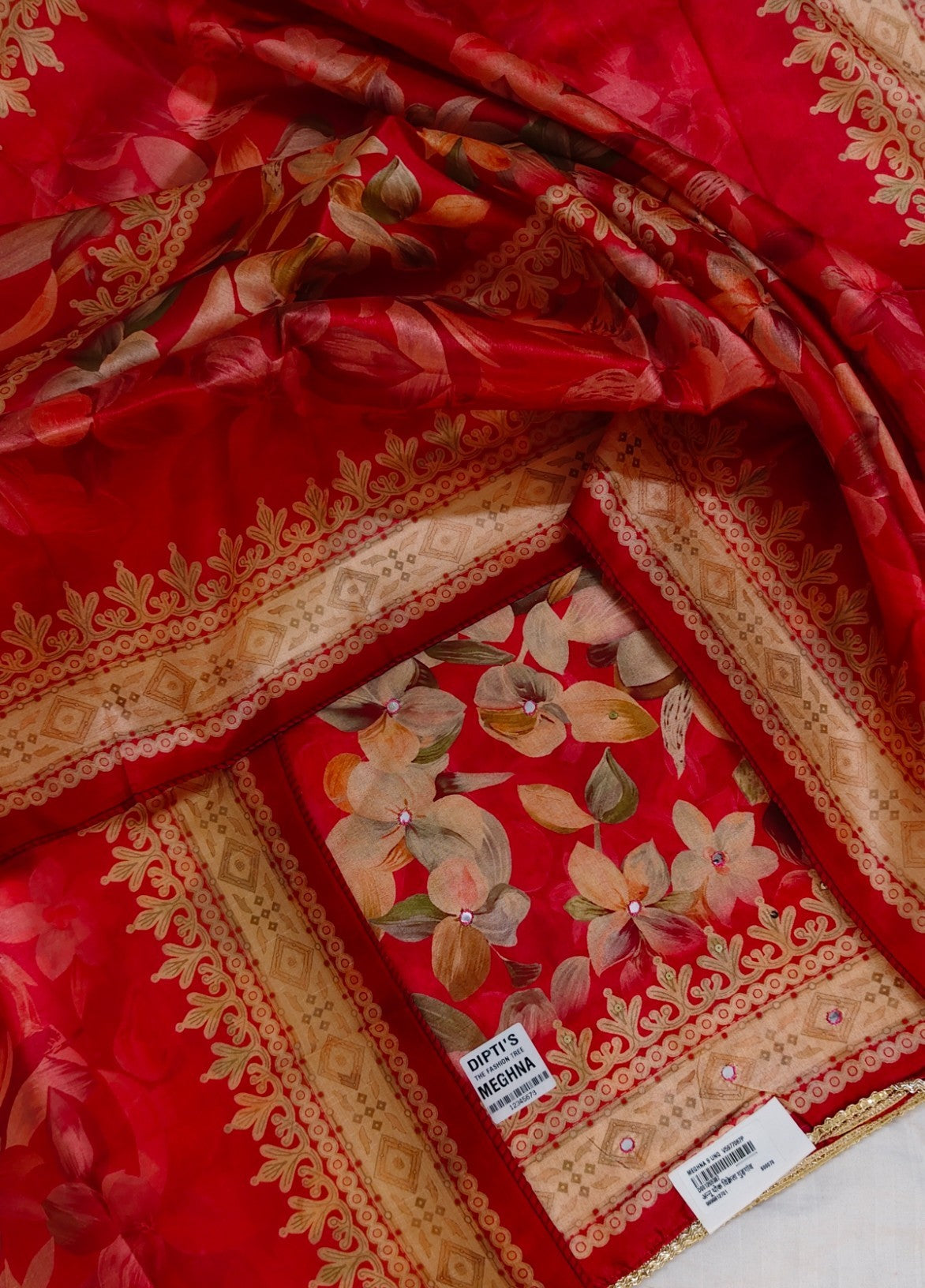 Crimson Regal Opulent Bloom Saree