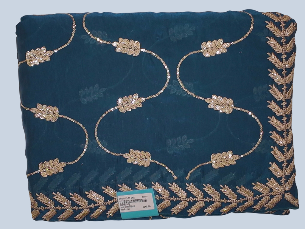 Azure Allure: Sequined Symphony Saree", - Image 1_no_bg