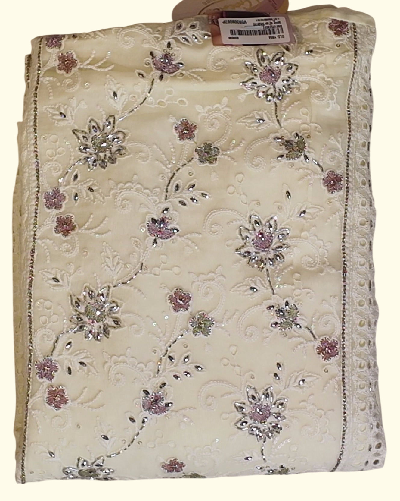 Chic Embroidered Floral Unstitched Suit - Festive Glow", - Image 1_no_bg