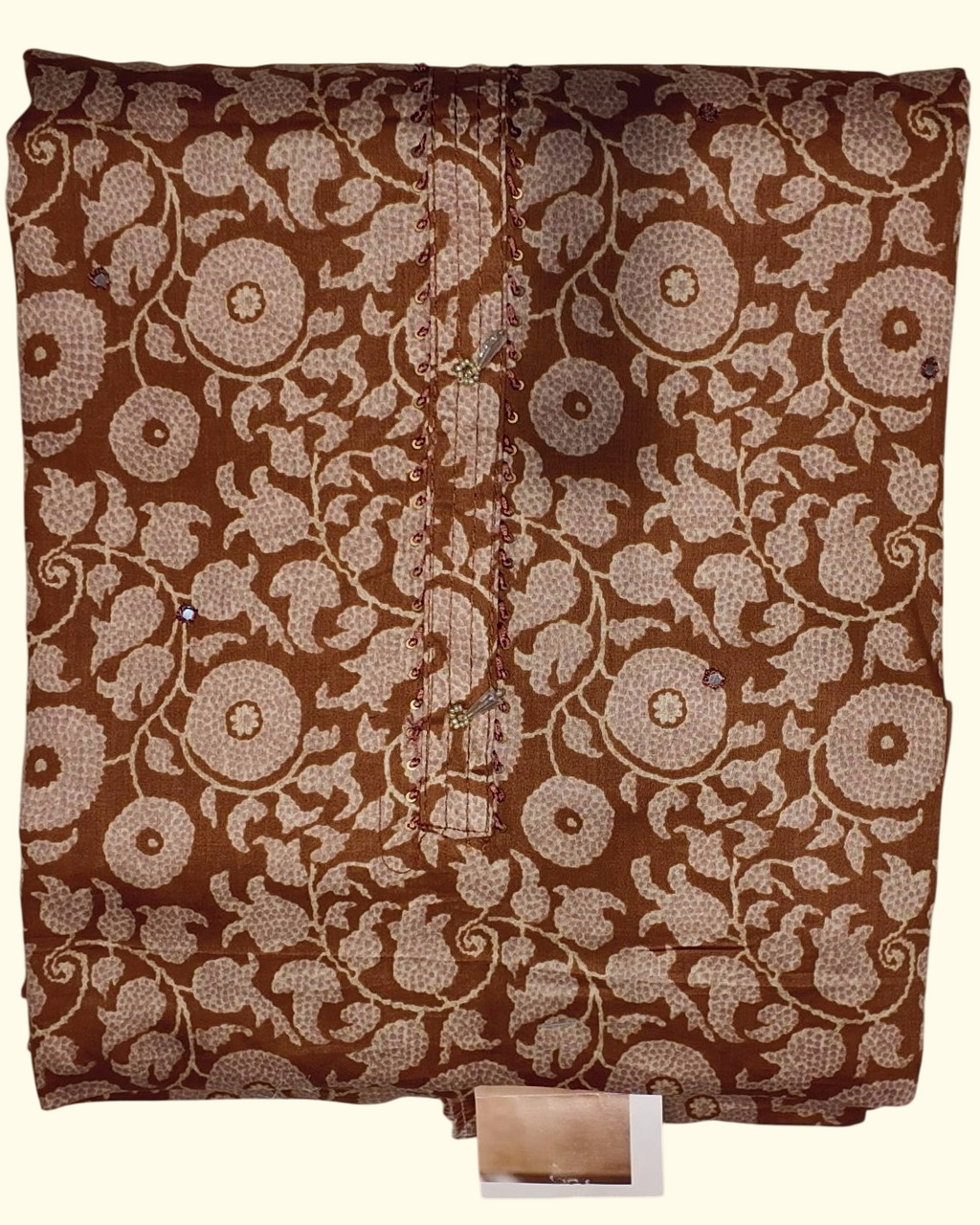 Earthy Blossom Unstitched Suit: Embrace Nature's Elegance", - Image 1_no_bg