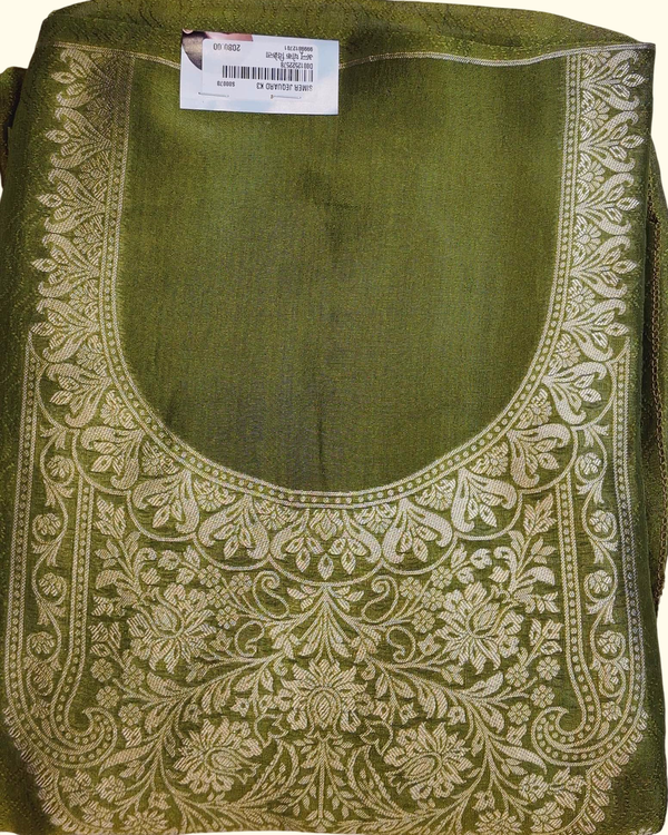 Eco-Chic Olive Unstitched Suit with Intricate Embroidery", - Image 1_no_bg