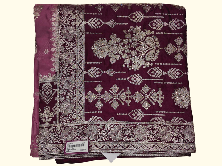 Elegant Maroon Embroidered Saree – Perfect for Celebrations", - Image 1_no_bg
