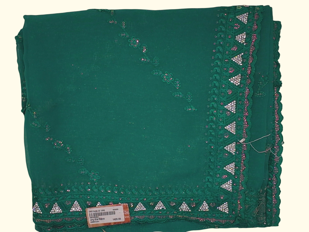 Emerald Dreams: Enchanting Embellished Saree for Celebrations", - Image 1_no_bg
