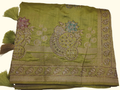 Exquisite Lime Green Silk Saree with Embellished Borders", - Image 1_no_bg