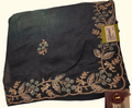 Exquisite Midnight Blossom Saree with Intricate Embroidery", - Image 1_no_bg