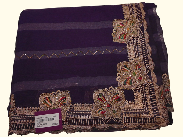 Exquisite Midnight Dreams Saree with Intricate Embroidery", - Image 1_no_bg