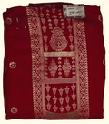 Festive Red Unstitched Suit with Intricate Gold Embroidery", - Image 1_no_bg