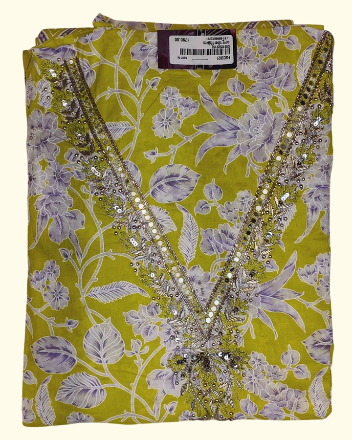Floral Delight: Vibrant Unstitched Suit with Intricate Décolleté Embroidery", - Image 1_no_bg