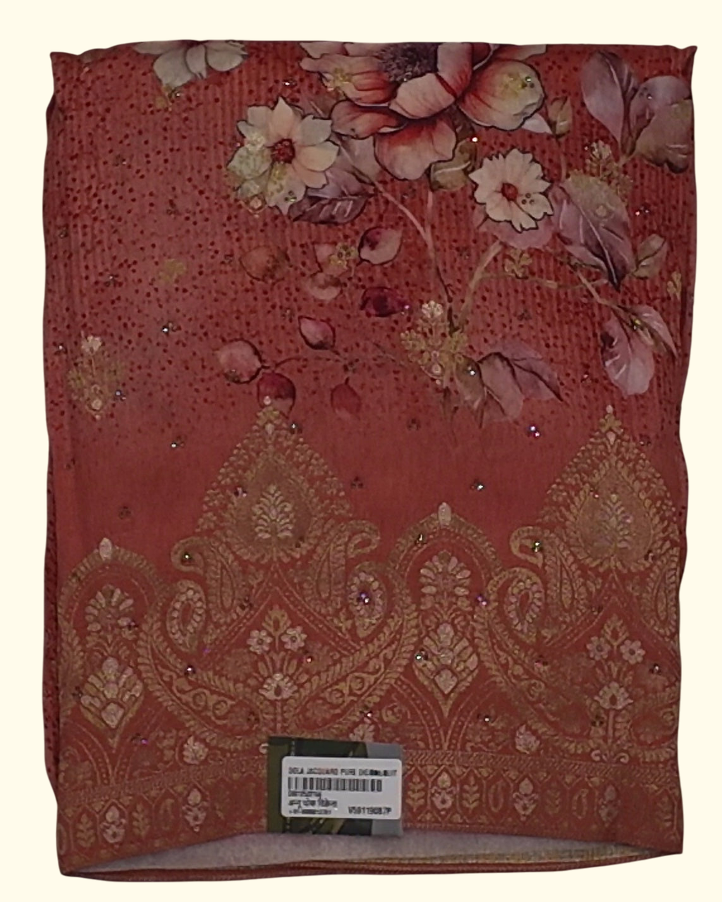Floral Reverie: Luxurious Unstitched Suit with Jacquard Elegance", - Image 1_no_bg