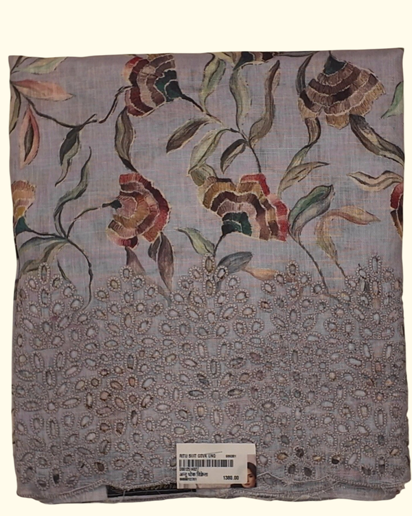 Floral Symphony Unstitched Suit - Perfect for Festive Elegance", - Image 1_no_bg