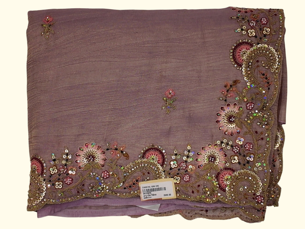 Golden Blossom Kashmiri Embroidery Saree", - Image 1_no_bg
