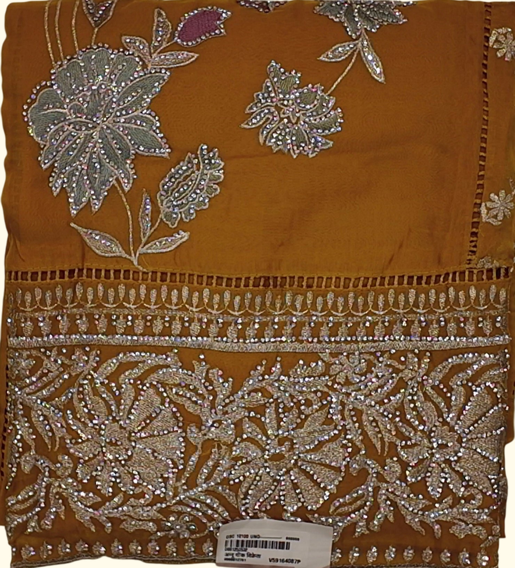 Golden Blossom Unstitched Suit for Celebrations", - Image 1_no_bg