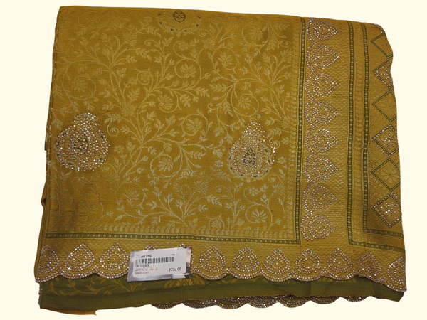 Golden Enchantment: Embroidered Silk Saree", - Image 1_no_bg