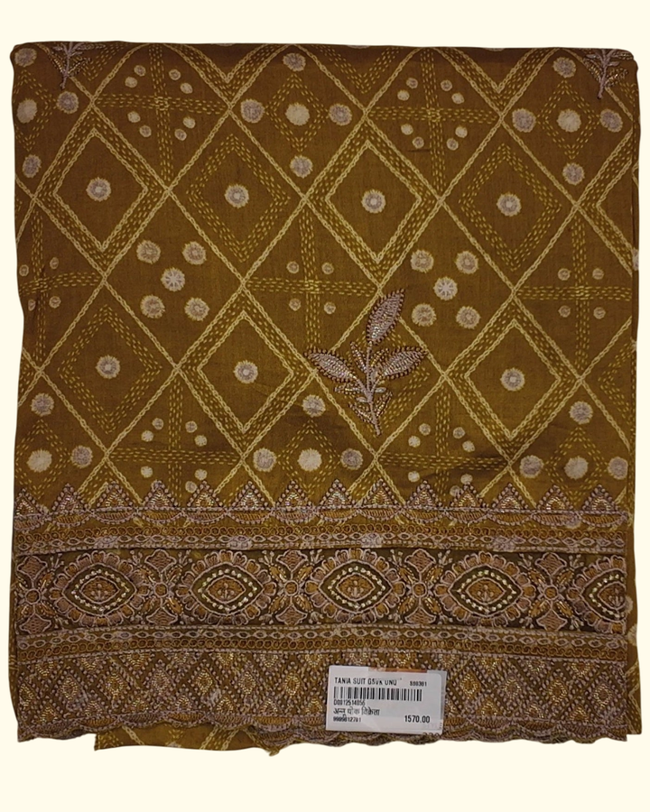 Golden Harvest Unstitched Suit: Timeless Regal Weave", - Image 1_no_bg