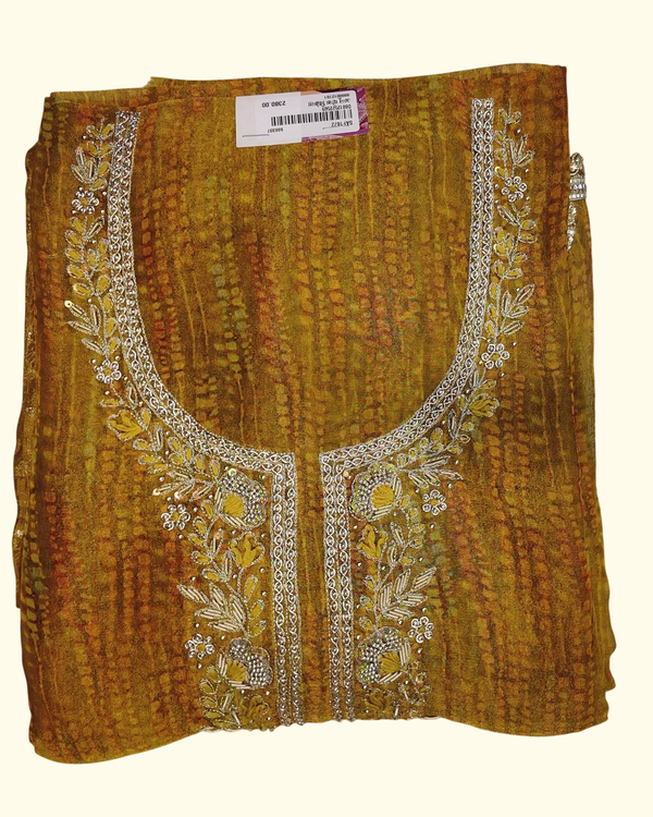 Golden Mustard Unstitched Suit with Delicate Embroidery", - Image 1_no_bg