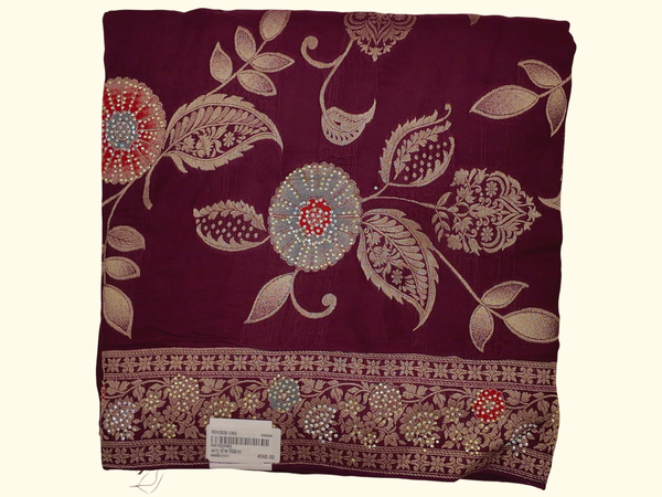 Maroon Floral Symphony Saree for Grand Celebrations", - Image 1_no_bg