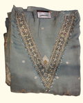 Mesmerizing Metallic Blue Unstitched Suit for Festive Glam", - Image 1_no_bg