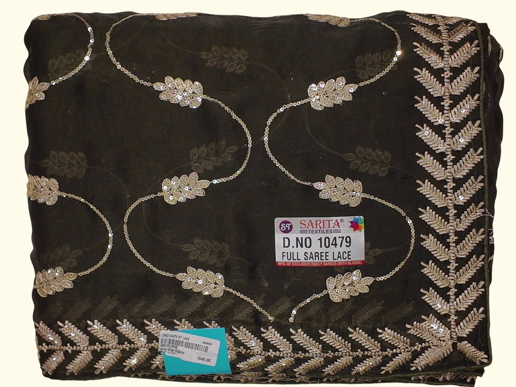 Midnight Charm Black Saree with Elegant Lace Patterns", - Image 1_no_bg