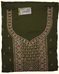 Olive Embroidered Unstitched Suit: Artistry in Every Thread", - Image 1_no_bg