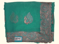 Peacock Elegance: Teal Art Silk Saree with Intricate Embroidery", - Image 1_no_bg