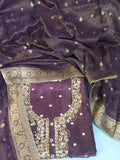 Royal Purple Valvet Suit with Heavy Zari Embroidery & Banarasi Women Duptta