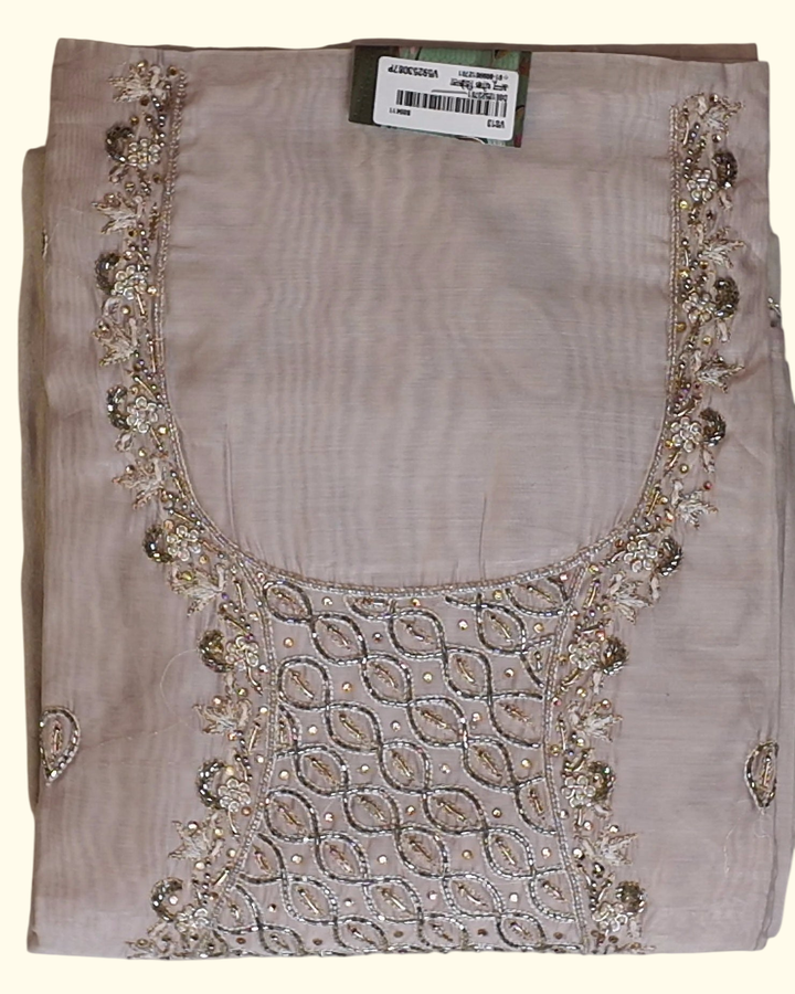 Radiant Beige Unstitched Suit with Exquisite Embroidery", - Image 1_no_bg
