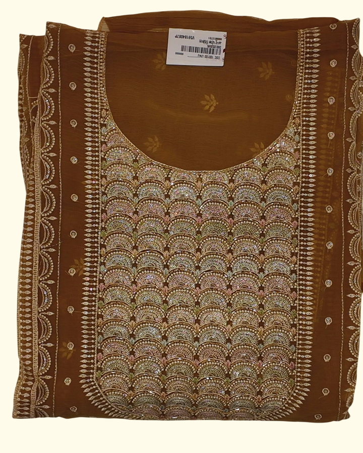 Radiant Gold and Copper Festive Unstitched Suit", - Image 1_no_bg