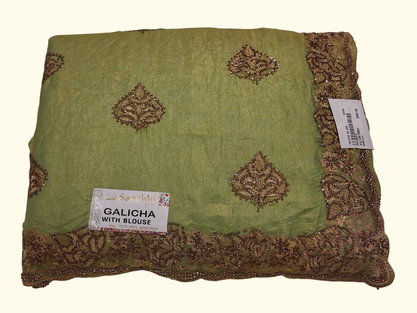 Radiant Olive Saree with Intricate Embroidery & Luxurious Finish", - Image 1_no_bg