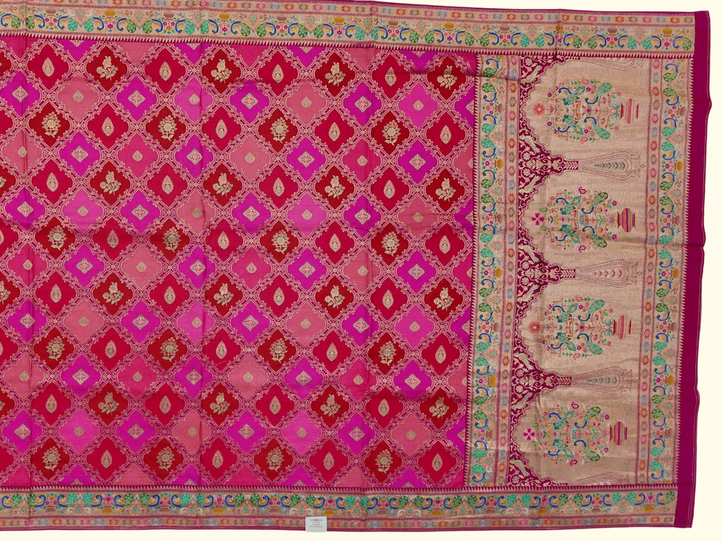 Radiant Rose Charm Saree with Intricate Heritage Motifs", - Image 1_no_bg