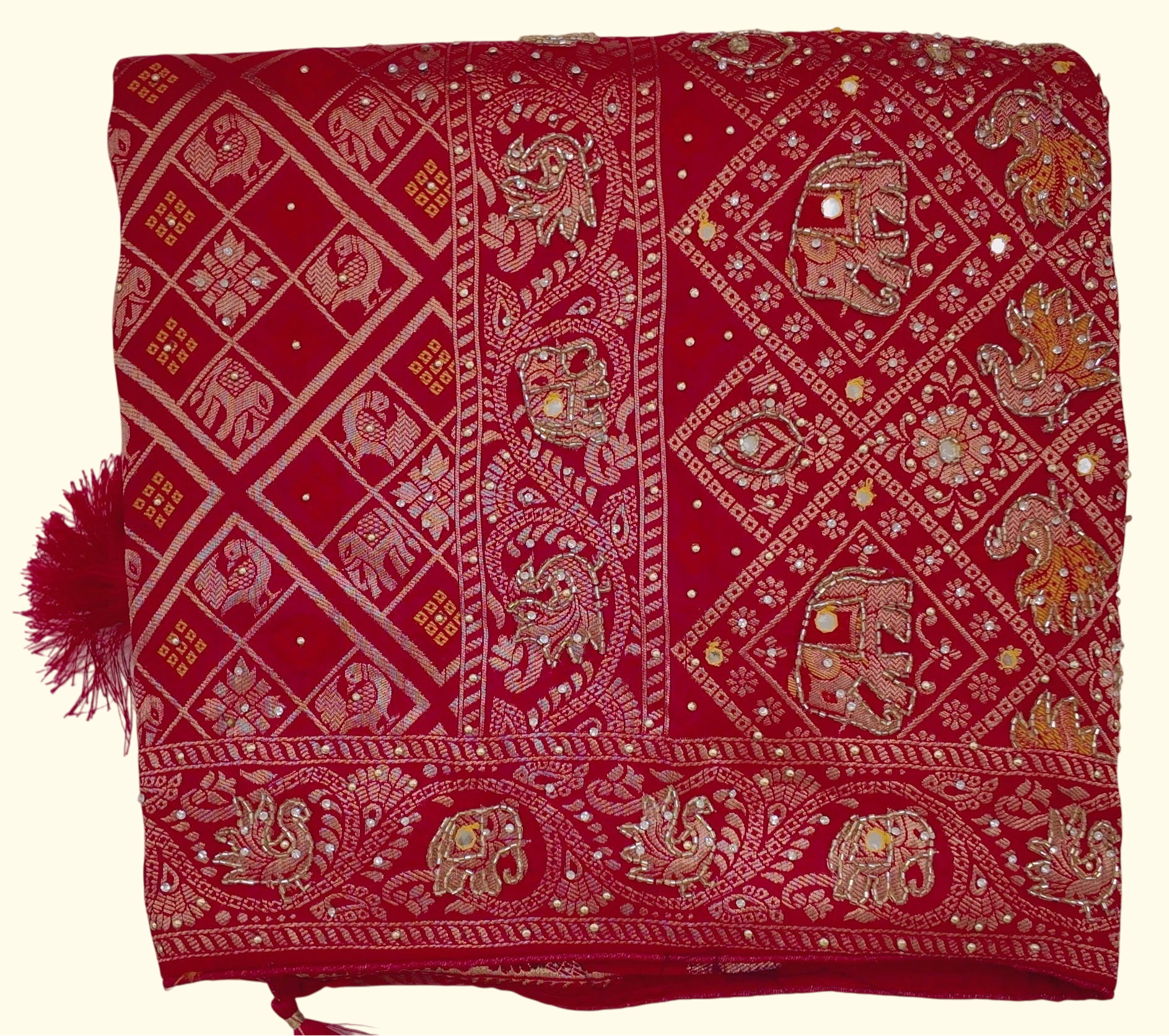 Regal Elephant Motif Saree for Grand Celebrations", - Image 1_no_bg