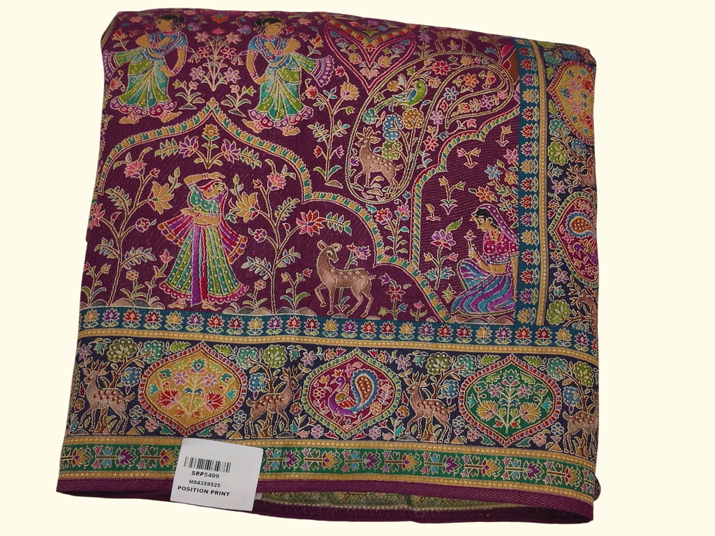 Regal Majestic Purple Tapestry Saree with Intricate Folklore Designs", - Image 1_no_bg