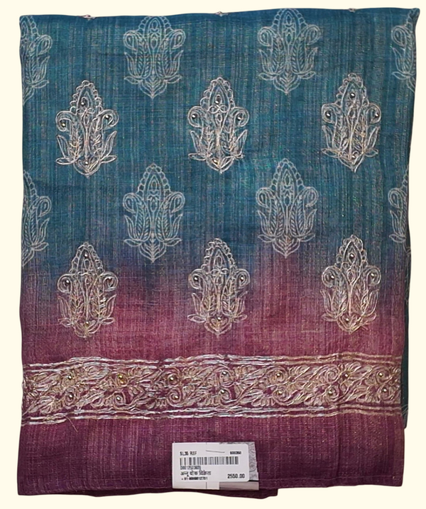 Regal Ombre Unstitched Suit with Intricate Embroidery", - Image 1_no_bg