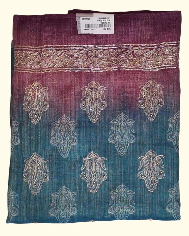 Regal Ombre Unstitched Suit with Intricate Embroidery", - Image 1_no_bg