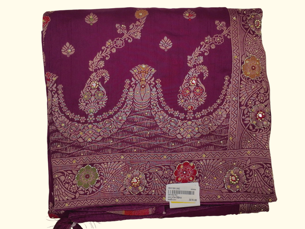 Regal Plum Saree with Intricate Embroidery and Timeless Charm", - Image 1_no_bg