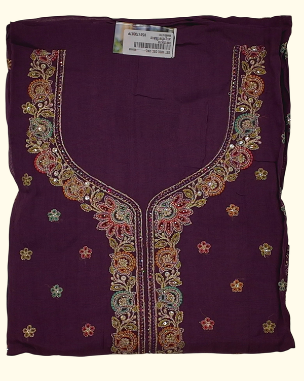 Regal Purple Unstitched Suit with Intricate Embroidery", - Image 1_no_bg