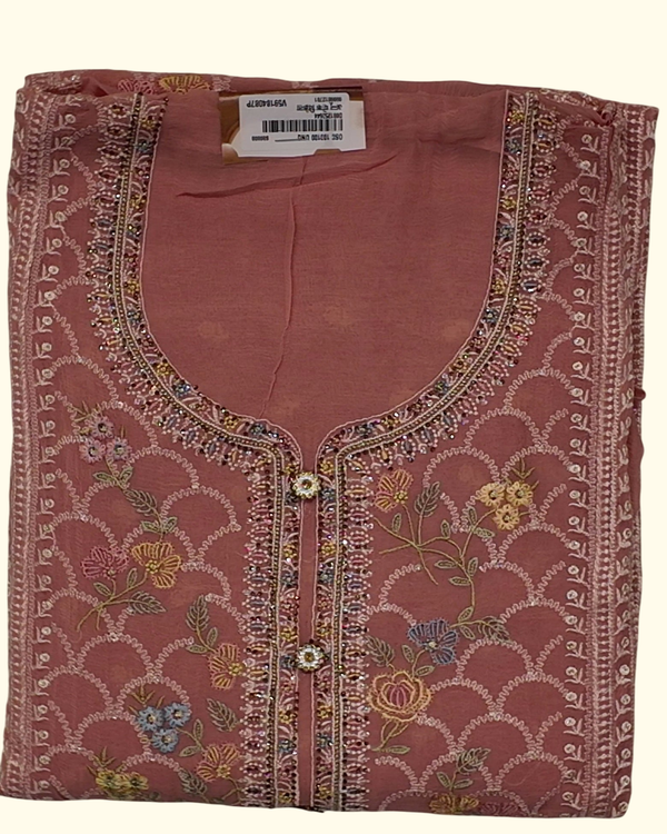 Rose Blossom Unstitched Suit Set with Intricate Embroidery", - Image 1_no_bg