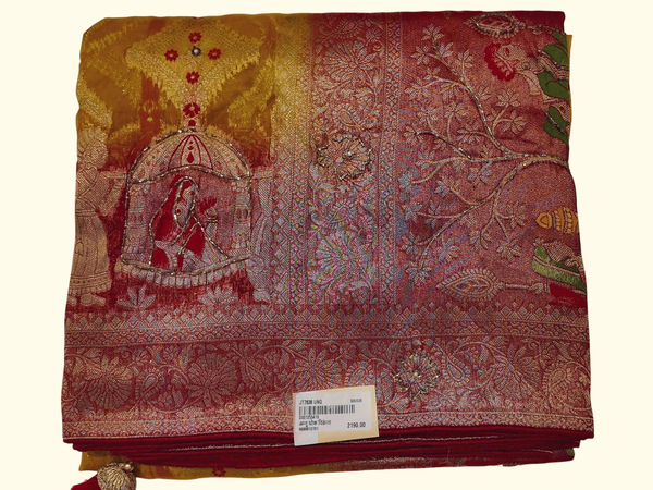 Royal Heritage Banarasi Saree with Intricate Zari Weaving", - Image 1_no_bg