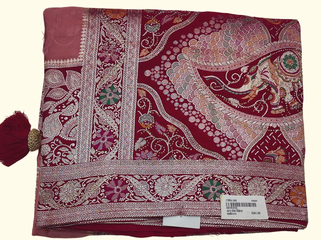 Royal Radiance: Exquisite Maroon Designer Saree", - Image 1_no_bg