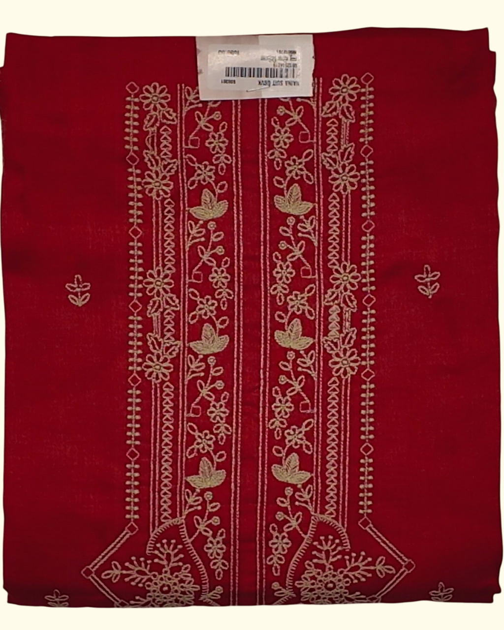 Scarlet Fantasy: Artisanal Floral Embroidered Unstitched Suit", - Image 1_no_bg