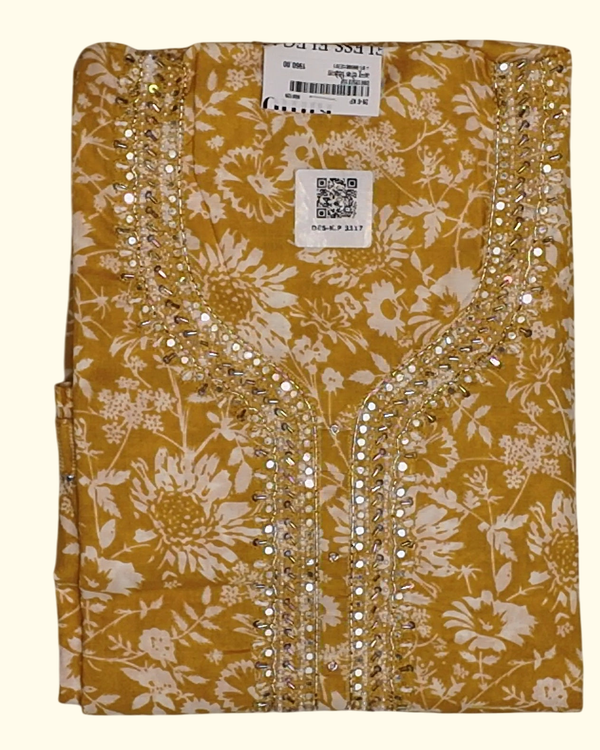Sun-Kissed Bloom: Unstitched Suit with Intricate Sparkle", - Image 1_no_bg