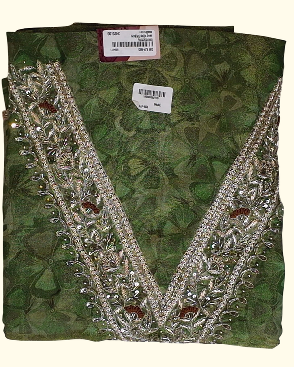 Verdant Charm: Intricately Embroidered Unstitched Suit", - Image 1_no_bg