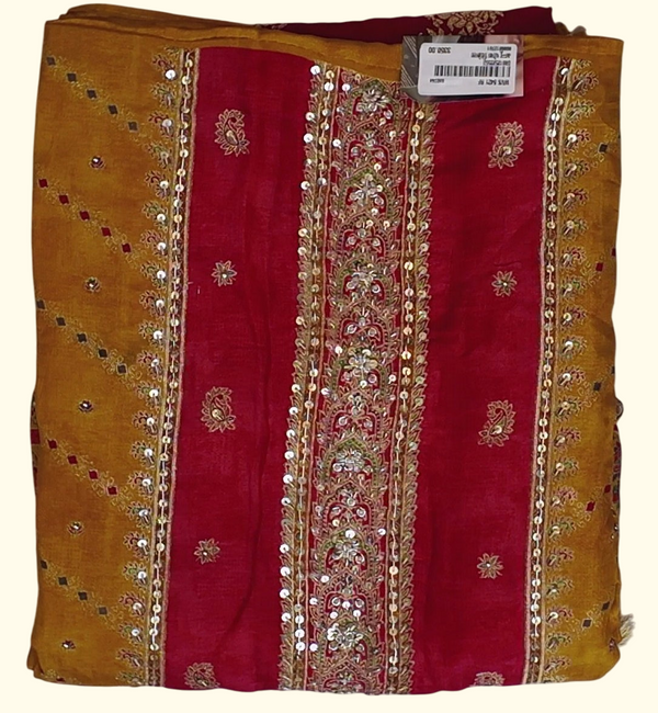 Vibrant Banarasi Elegance: Festive Unstitched Suit", - Image 1_no_bg